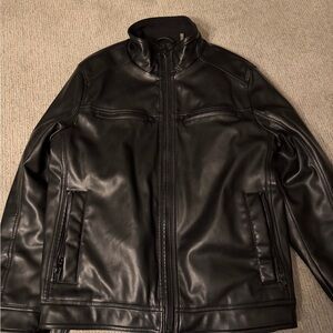 Calvin Klein Men's Black Faux Leather Jacket